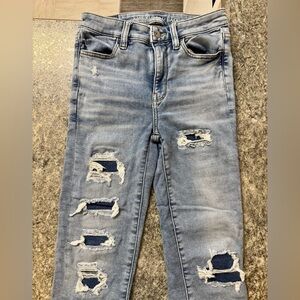 American Eagle Outfitters Skinny Blue Distressed Denim Size 00